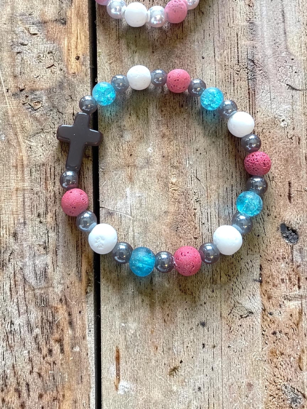 Cross Bracelet in Red, White,  And Blue